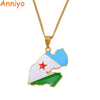 Anniyo DJIBOUTI Flag & Map Pendant Necklaces for Women Men Gold Color Charm Gabuutih Jewelry #158206