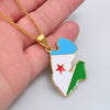 Anniyo DJIBOUTI Flag & Map Pendant Necklaces for Women Men Gold Color Charm Gabuutih Jewelry #158206