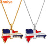 Anniyo Dominican Map Flag Pendant Necklaces Dominicans Country Map Jewelry Gold Color #076806