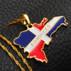 Anniyo Dominican Map Flag Pendant Necklaces Dominicans Country Map Jewelry Gold Color #076806