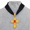 Anniyo Ethiopian Cross Pendant Rope Chain for Women Girls,African Birthday Party Gold Color Eritrea Jewelry Crosses #241306