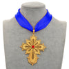 Anniyo Ethiopian Wedding Party Cross Pendant DIY Rope Chain for Women Girls,Gold Color Eritrea Jewelry African Crosses #222306