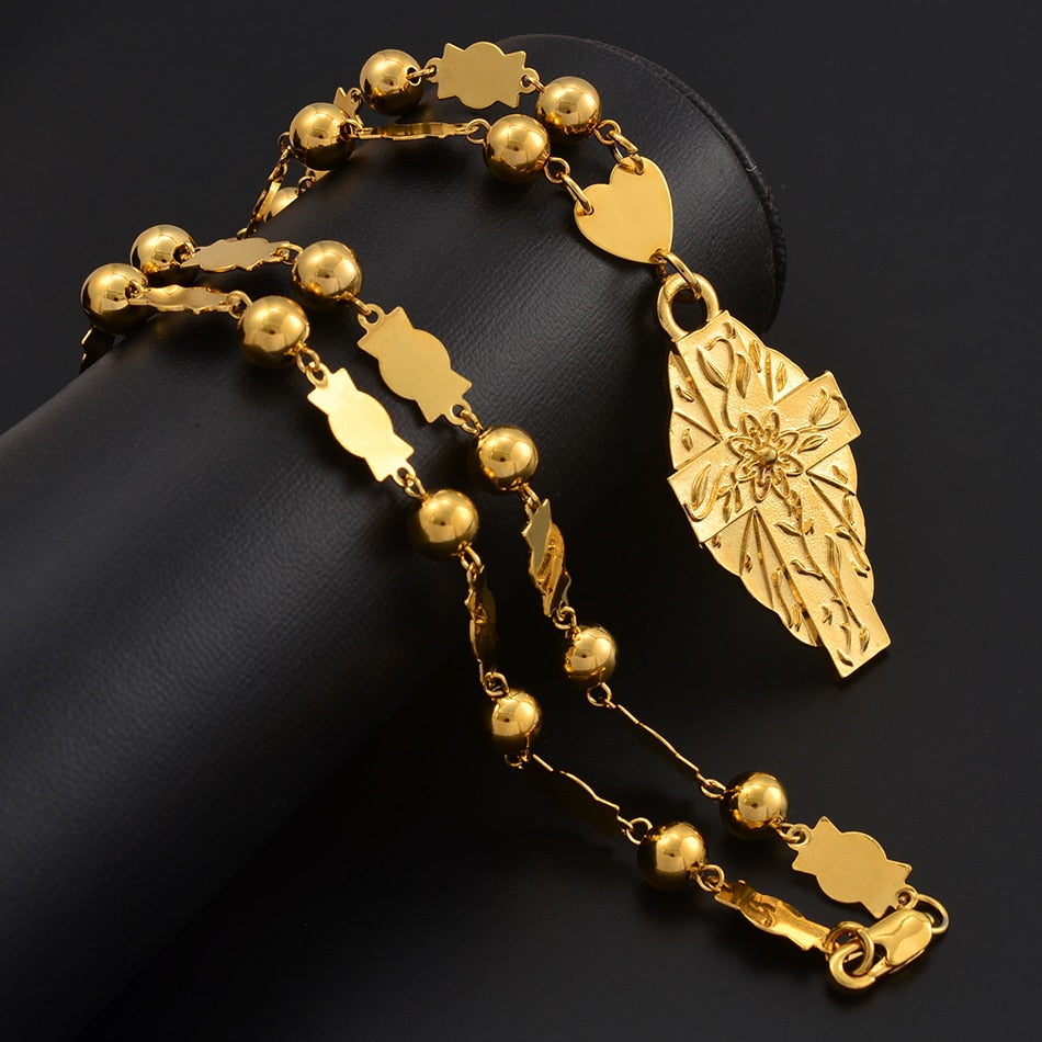 Anniyo Flower Cross Pendant Necklaces for Women Men Habesha Jewelry Hawaii Kundu Micronesian Marshall Island Crosses #198106