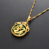 Anniyo Green Stone Dragon Pendant Necklaces Women Amulet Chinese Culture Style Elements Necklace Jewelry Style #072204