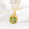 Anniyo Green Stone Dragon Pendant Necklaces Women Amulet Chinese Culture Style Elements Necklace Jewelry Style #072204