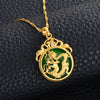 Anniyo Green Stone Dragon Pendant Necklaces Women Amulet Chinese Culture Style Elements Necklace Jewelry Style #072204