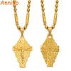 Anniyo Hawaii Flower Gold Color Cross Pendant Ball Beads Chain Necklaces Habesha Micronesia Chuuk Marshall Jewelry #198106P