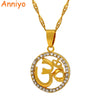 Anniyo Hindoo Jewelry, Hindu Buddhist  OM Pendant Necklace Hinduism Yoga India Outdoor Sport Chain Gold Color Women