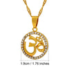 Anniyo Hindoo Jewelry, Hindu Buddhist  OM Pendant Necklace Hinduism Yoga India Outdoor Sport Chain Gold Color Women
