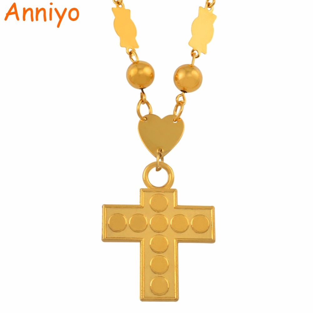 Marshall Islands Necklaces Beads Chains Micronesia Cross Pendant for Women Gold Color Fashion Hawaii G Jewelry #136306
