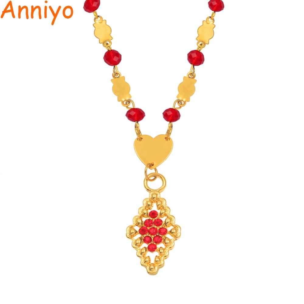 Anniyo Multiple Colors Marshall Pendant Beads Chain Necklaces for Women Gold Color Hawaii Micronesia Chuuk Jewelry Gifts #164006