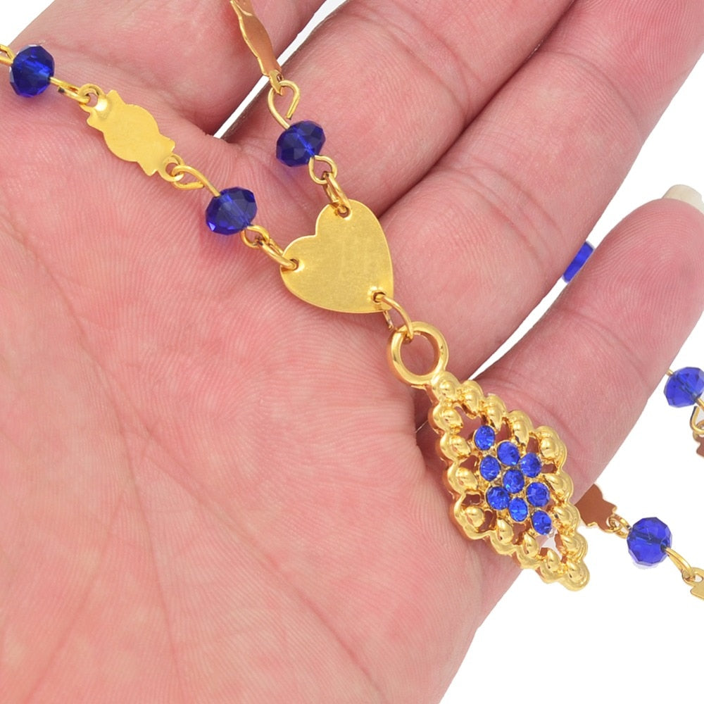 Anniyo Multiple Colors Marshall Pendant Beads Chain Necklaces for Women Gold Color Hawaii Micronesia Chuuk Jewelry Gifts #164006