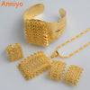 New Ethiopian Gold Color sets Pendant Necklaces Earrings Bangle Ring Habesha Jewelry Eritrean Wedding Gifts #056502