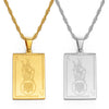 Anniyo Rectangle Albania Pendant Necklaces Gold Color/Silver Color Jewelry for Women Girls #146221