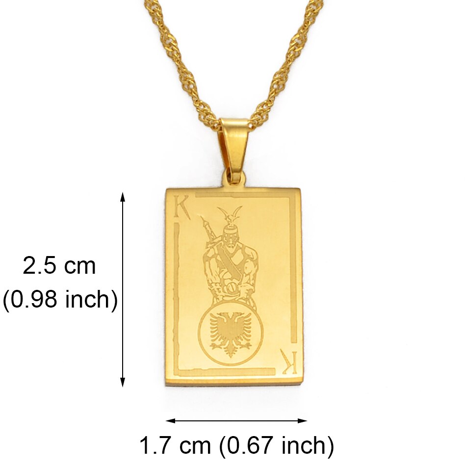 Anniyo Rectangle Albania Pendant Necklaces Gold Color/Silver Color Jewelry for Women Girls #146221