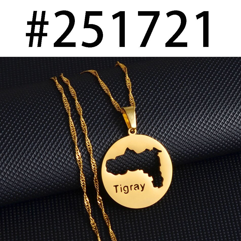 Anniyo Round Tigray Region Ethiopian Pendant and Necklaces Gold/Silver Color African Jewelry for Women Girls #251721
