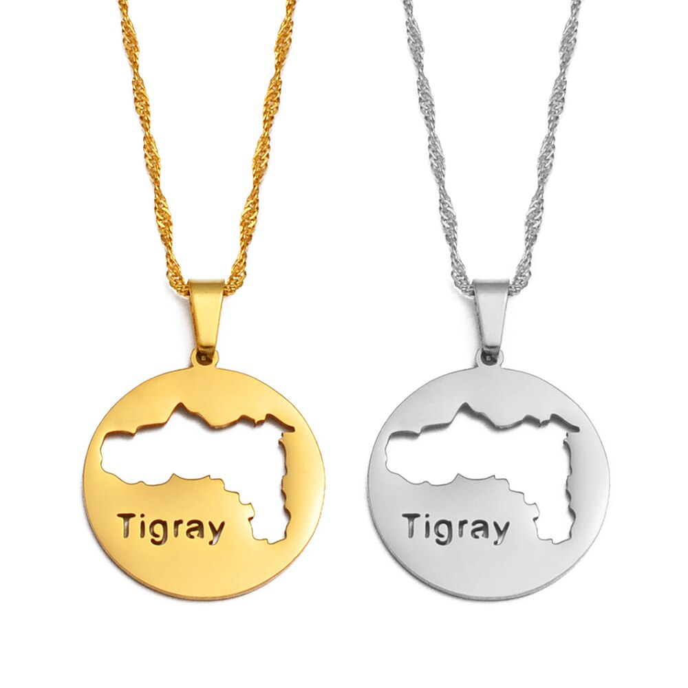 Anniyo Round Tigray Region Ethiopian Pendant and Necklaces Gold/Silver Color African Jewelry for Women Girls #251721
