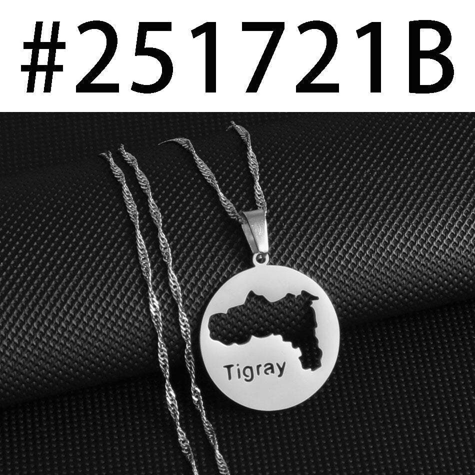 Anniyo Round Tigray Region Ethiopian Pendant and Necklaces Gold/Silver Color African Jewelry for Women Girls #251721