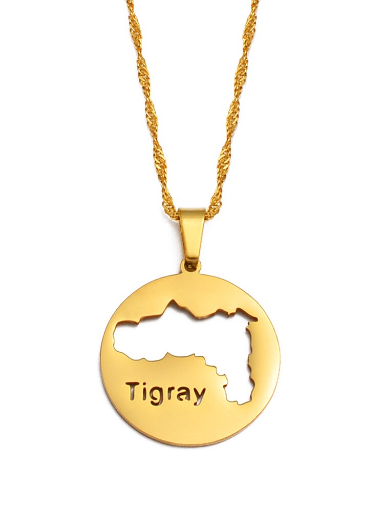 Anniyo Round Tigray Region Ethiopian Pendant and Necklaces Gold/Silver Color African Jewelry for Women Girls #251721