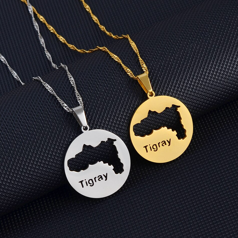 Anniyo Round Tigray Region Ethiopian Pendant and Necklaces Gold/Silver Color African Jewelry for Women Girls #251721