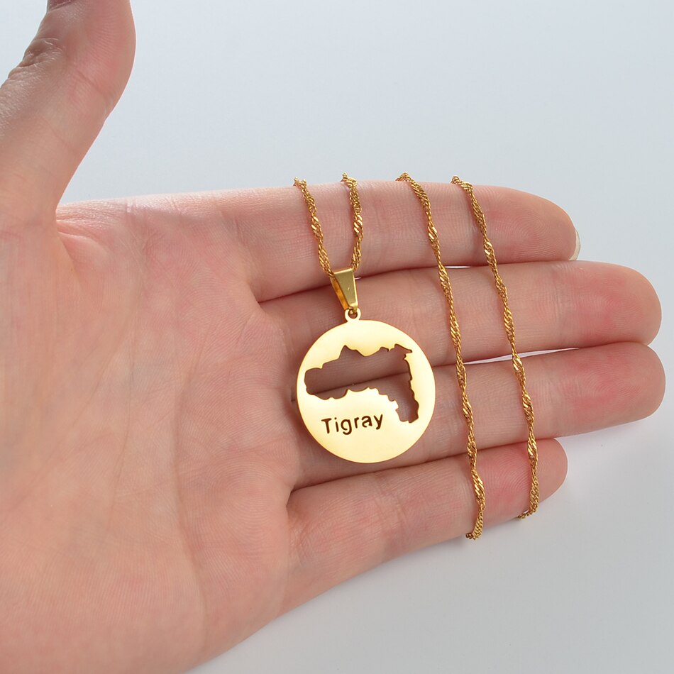 Anniyo Round Tigray Region Ethiopian Pendant and Necklaces Gold/Silver Color African Jewelry for Women Girls #251721