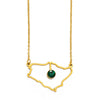 Anniyo Saudi Arabia Map With Green Stone Gold Color Charm Pendant Necklace Kingdom of Saudi Arabia Jewelry Women Girls  #174121