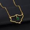 Anniyo Saudi Arabia Map With Green Stone Gold Color Charm Pendant Necklace Kingdom of Saudi Arabia Jewelry Women Girls  #174121