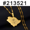 Anniyo Saudi Arabia Map and Emblem Symbol Crossed Sword Pendant Neckalces Saudi Jewelry #213521