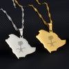 Anniyo Saudi Arabia Map and Emblem Symbol Crossed Sword Pendant Neckalces Saudi Jewelry #213521