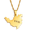 Anniyo Sint Maarten & Saint-Martin Island Pendant Necklace SXM Saint Martin Gold Color Jewelry Gifts #251121