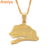 Anniyo The Republic of Senegal Map Pendant Necklaces for Women Girl Gold Color Jewelry Africa Items Ethnic Model Maps #012210