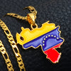 Anniyo Venezuela Map & Flag Pendant Necklace for Women/Men Gold Color Jewelry Venezuelan Items #116206