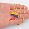 Anniyo Venezuela Map & Flag Pendant Necklace for Women/Men Gold Color Jewelry Venezuelan Items #116206