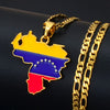 Anniyo Venezuela Map & Flag Pendant Necklace for Women/Men Gold Color Jewelry Venezuelan Items #116206