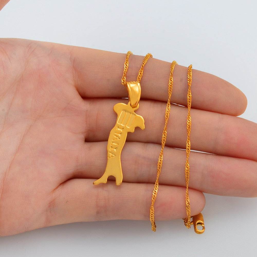 Anniyo map of Italy necklace pendant chains 45cm/60cm for women/men gold color jewelry italian map Italy #007310