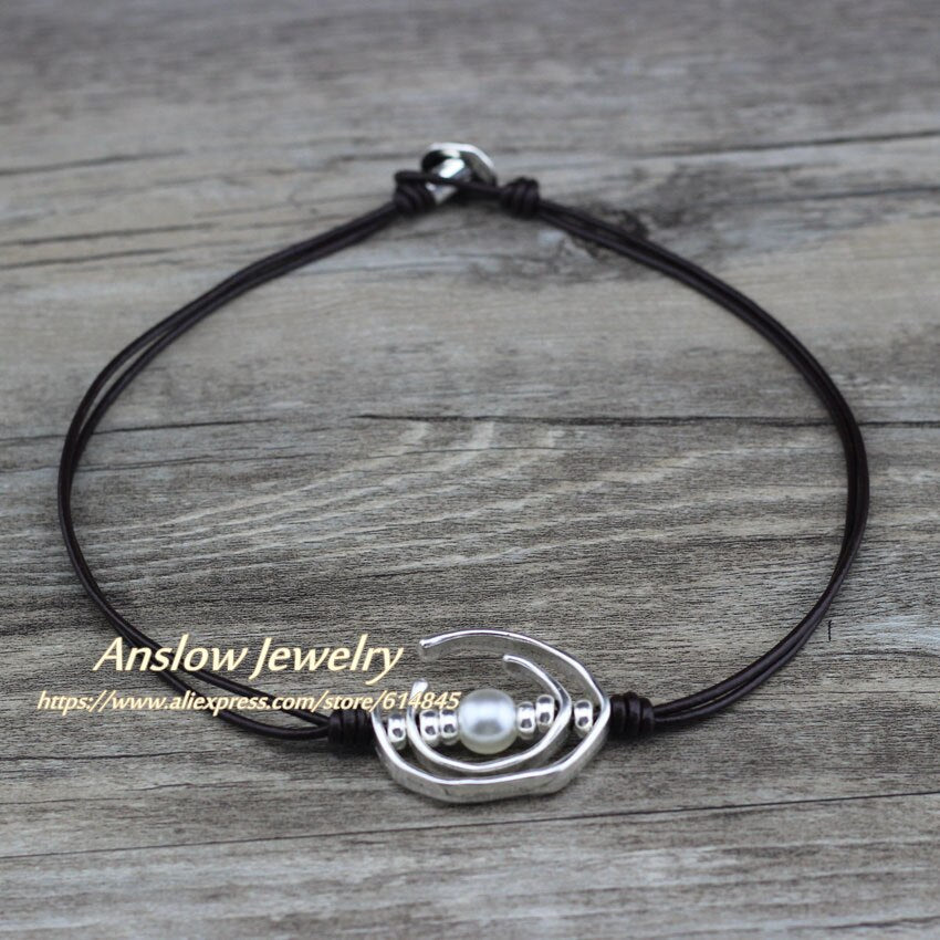 Anslow Brand Sell Punk Rock Style Personality Style Jewelry Short Leather Choker Necklace Christmas Gift LOW0062AN