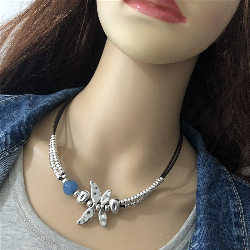 Anslow Brand Creative Design  Charms Choker Dragonfly Statement Necklace For Women Female Mothers' Day Gift LOW0020AN