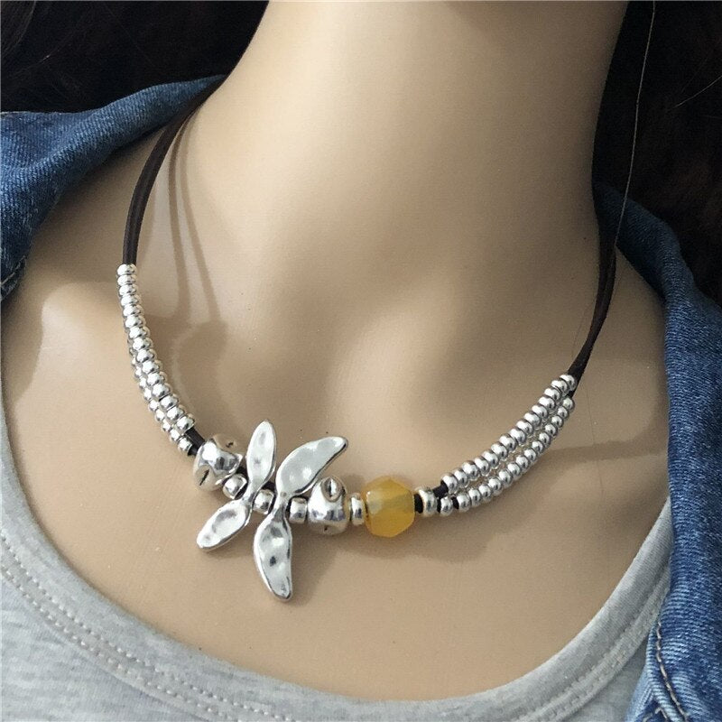 Anslow Brand Creative Design  Charms Choker Dragonfly Statement Necklace For Women Female Mothers' Day Gift LOW0020AN