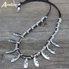 Anslow Jewelry  Items Antique Silver Plated Leaves Beads Handmade DIY Chokers Collar Necklace Gift  LOW0059AN