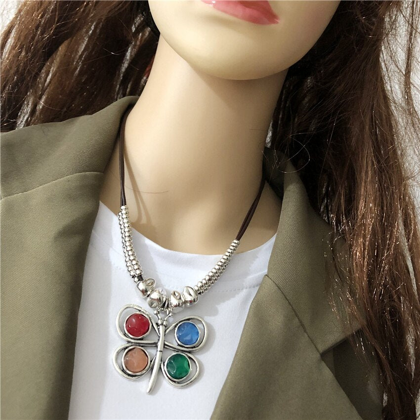 Anslow Jewelry Handmade DIY Beads Colorful Butterfly Choker Short Necklace For Female Lady  Christmas Gift LOW0118AN