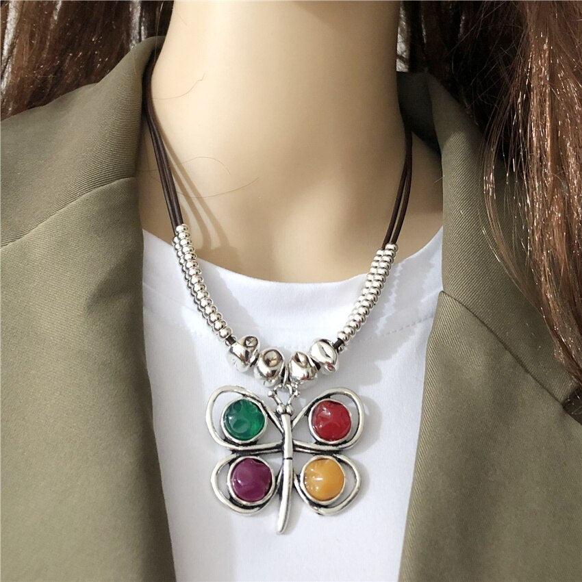 Anslow Jewelry Handmade DIY Beads Colorful Butterfly Choker Short Necklace For Female Lady  Christmas Gift LOW0118AN