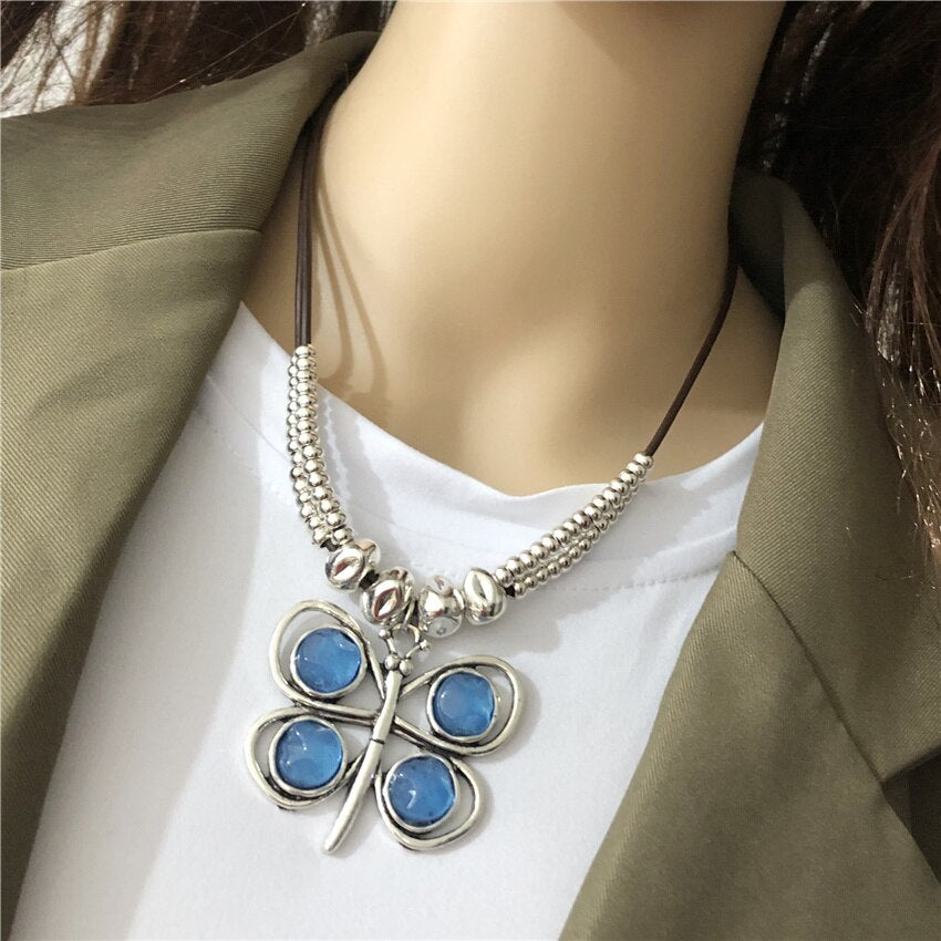 Anslow Jewelry Handmade DIY Beads Colorful Butterfly Choker Short Necklace For Female Lady  Christmas Gift LOW0118AN