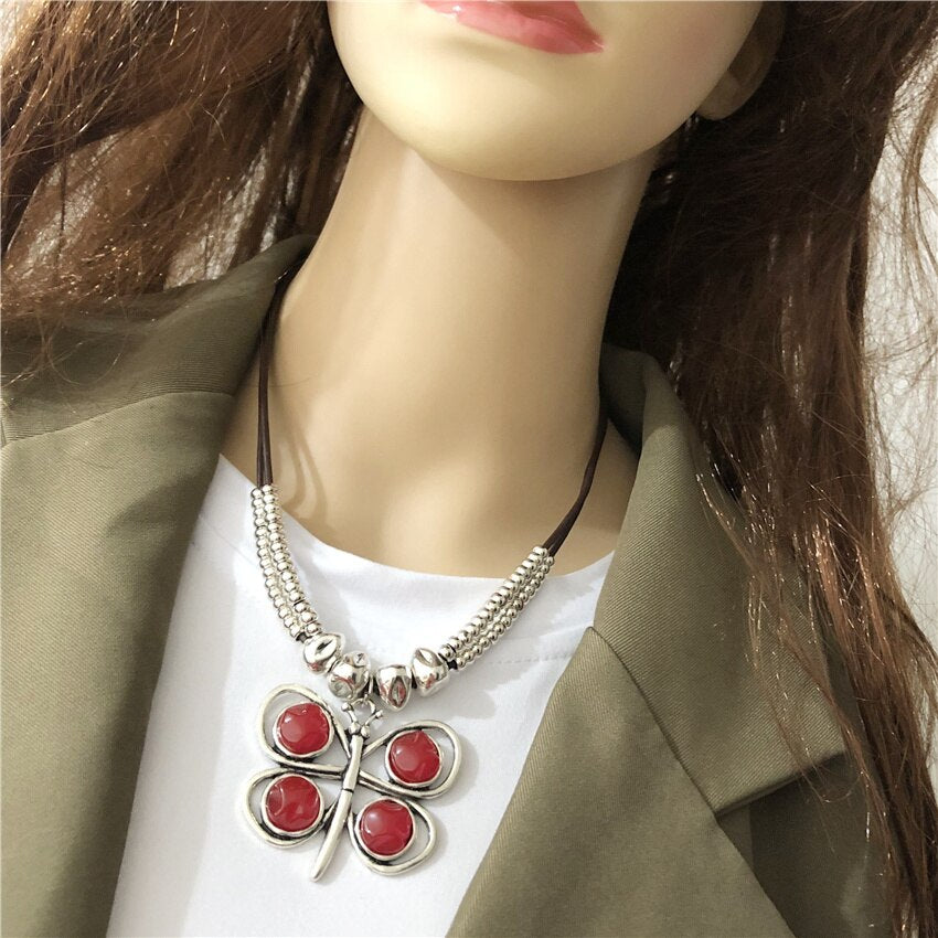 Anslow Jewelry Handmade DIY Beads Colorful Butterfly Choker Short Necklace For Female Lady  Christmas Gift LOW0118AN