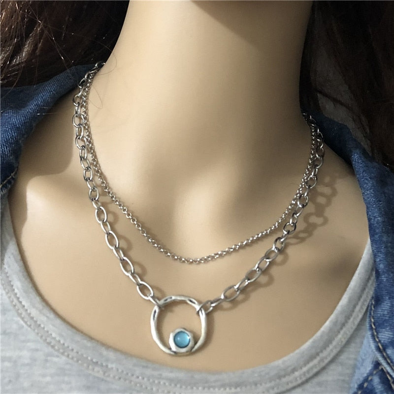 Anslow Jewelry  Brand Round Chain Short Necklace For Women Female Creative Design Handmade DIY Gift  LOW0027AN
