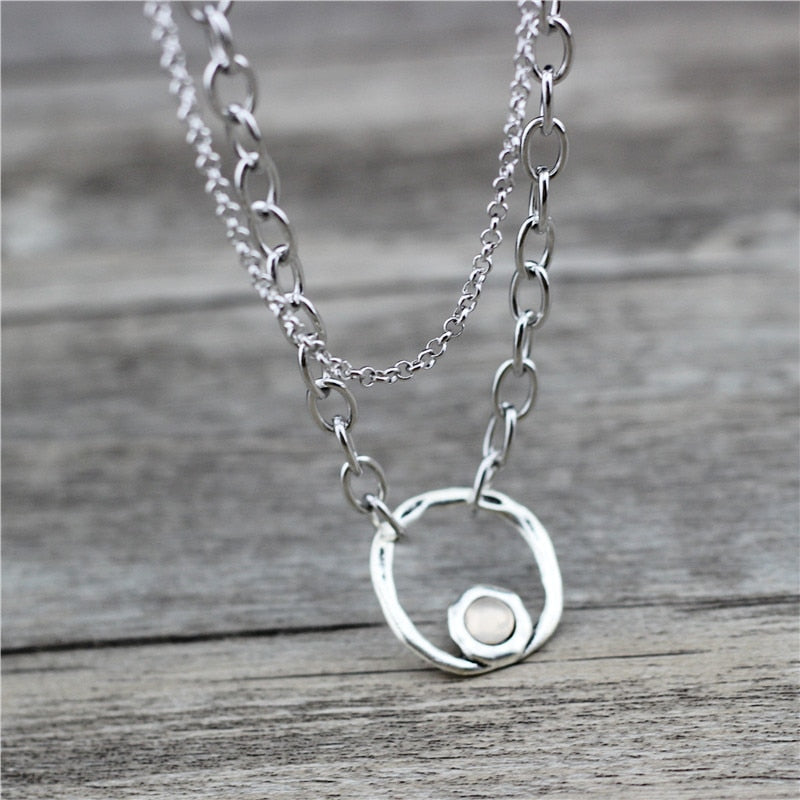 Anslow Jewelry  Brand Round Chain Short Necklace For Women Female Creative Design Handmade DIY Gift  LOW0027AN