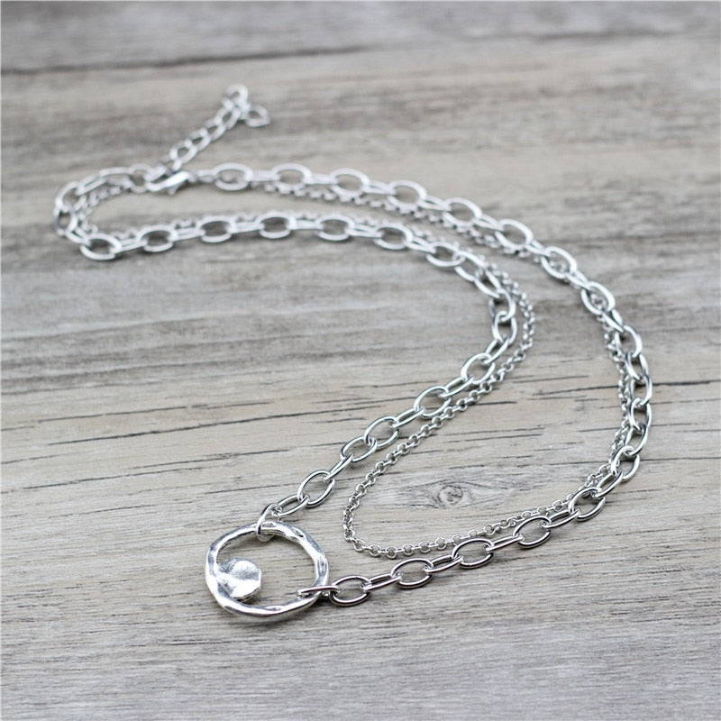 Anslow Jewelry  Brand Round Chain Short Necklace For Women Female Creative Design Handmade DIY Gift  LOW0027AN