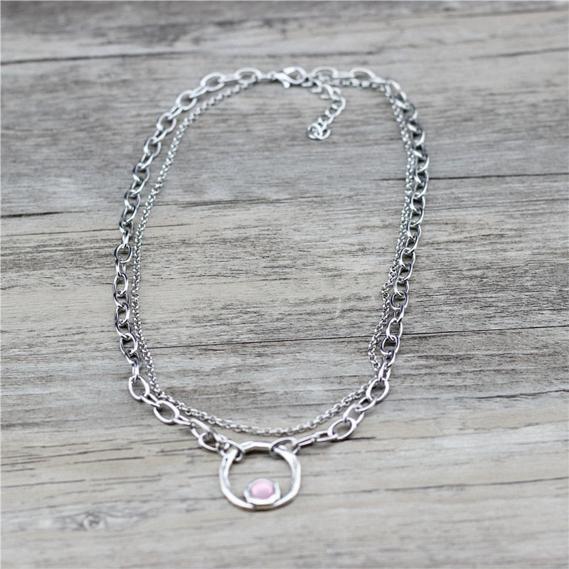 Anslow Jewelry  Brand Round Chain Short Necklace For Women Female Creative Design Handmade DIY Gift  LOW0027AN