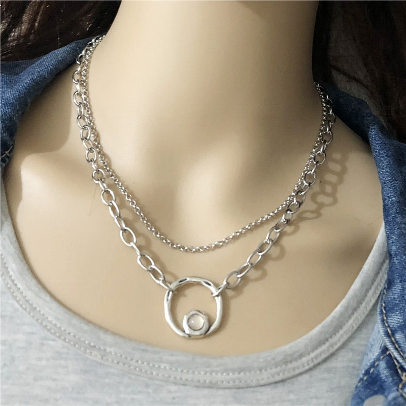 Anslow Jewelry  Brand Round Chain Short Necklace For Women Female Creative Design Handmade DIY Gift  LOW0027AN