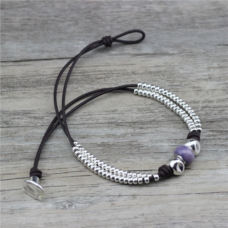 Anslow Original Design Vintage Couples Zinc Alloy Glass Beads Statement Collar Necklace For Women Charms Jewelry LOW0017AN