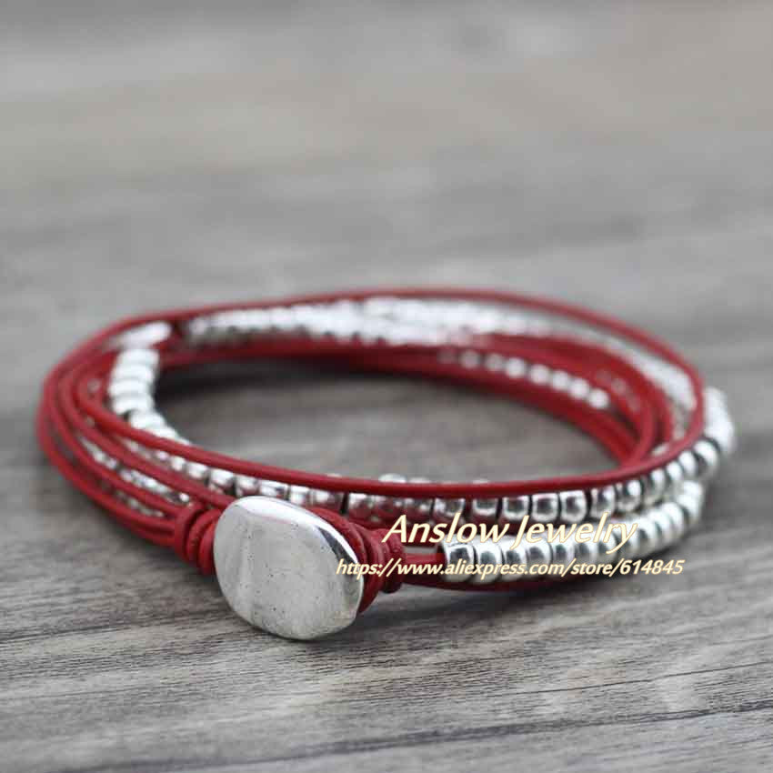 Promotion Discount Fashion Jewelry Buddha Silver Beads Wire Wrap Leather Bracelets For Women Men Drops Gift LOW0584LB